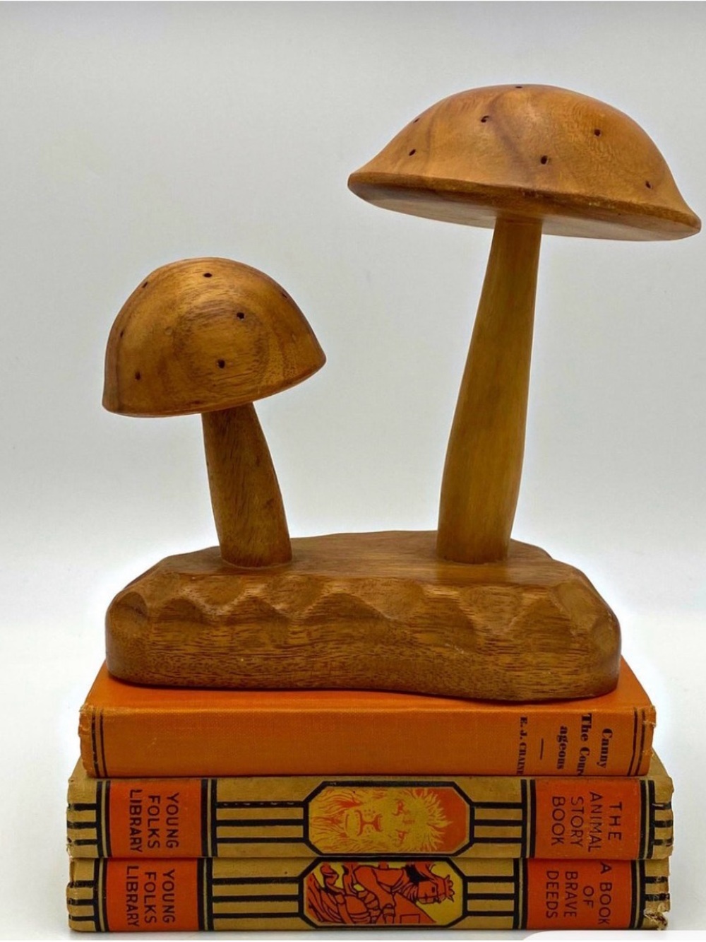 Vintage Wooden Mushroom Sculpture Monkey Pod Wood